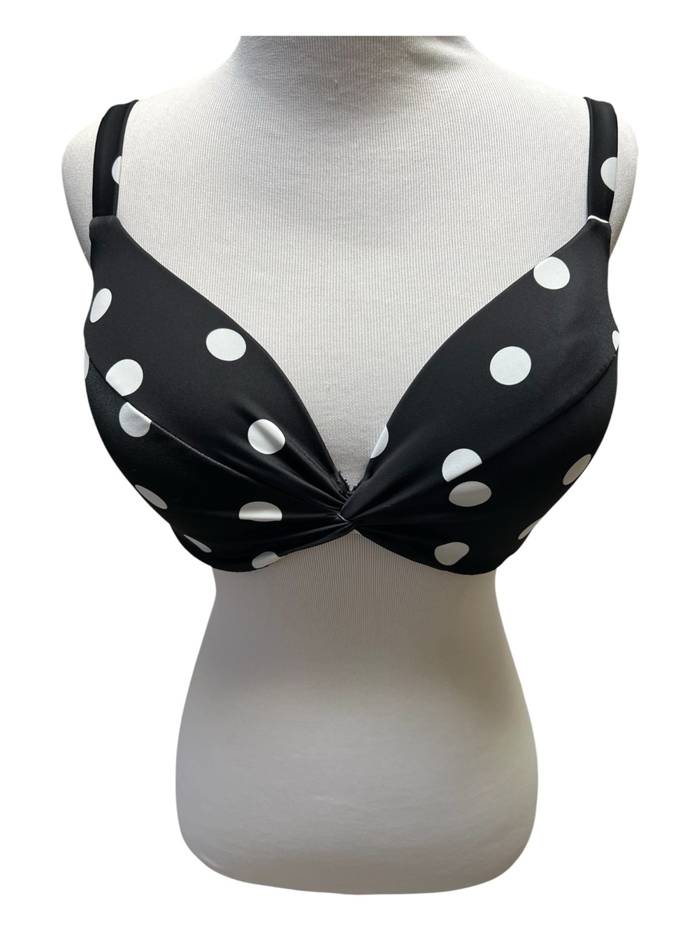 Victoria's Secret 36DD Bikini Swim Top Black White Polka Dot NWT